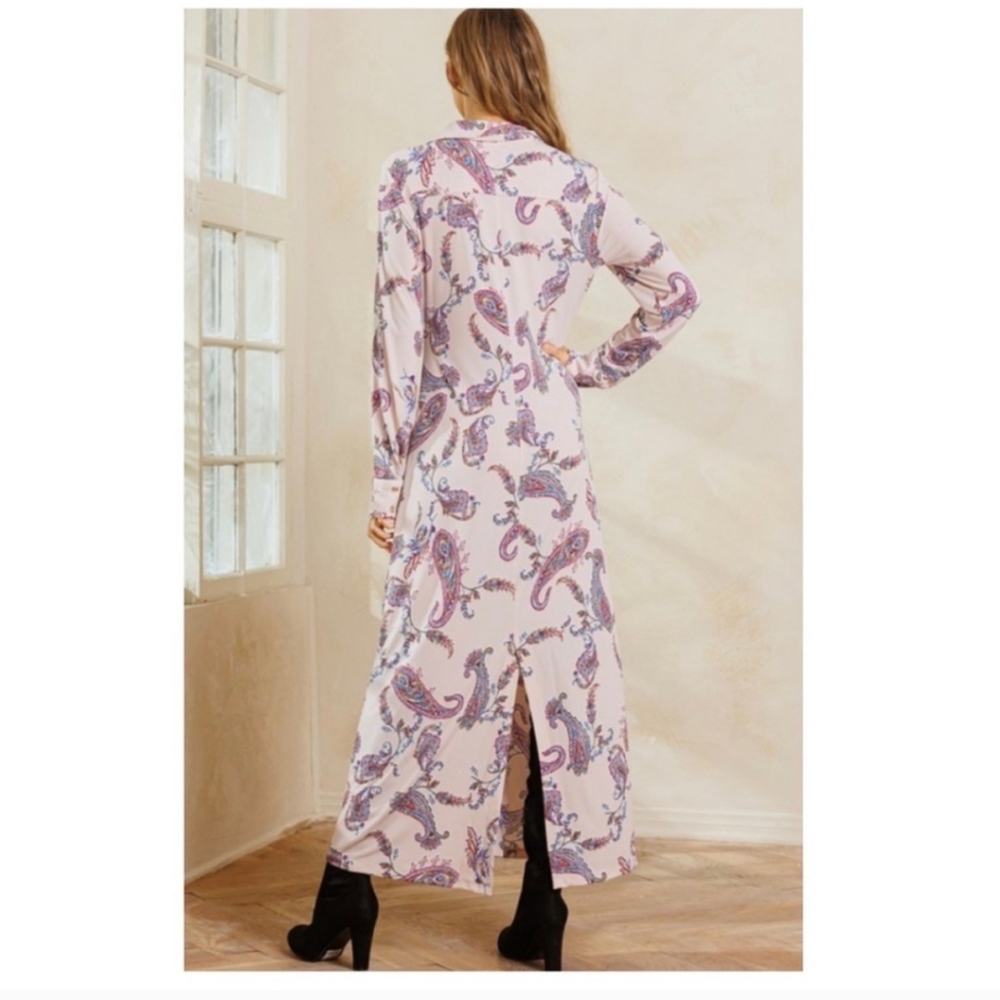 Boho Taupe Paisley Maxi Dress - Picture 8 of 10